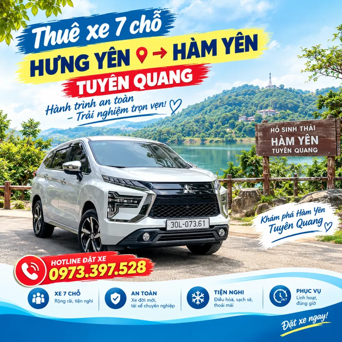 Bảng giá thuê xe 7 chỗ Hưng Yên đi Hàm Yên, Tuyên Quang