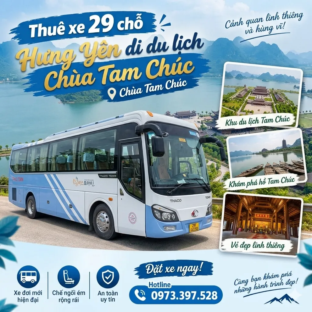 Thuê xe 29 chỗ Hưng Yên đi du lịch Chùa Tam Chúc Ninh Bình